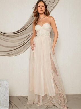 Strapless Sweetheart Tulle Maxi Dress